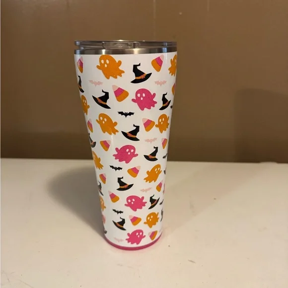 White and Pink Party Tumbler with Festive Design - Picture 4 of 4